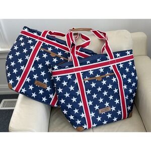 California Innovations Insulated Bag Flag Stars Foldable Packable Set 2 Bags